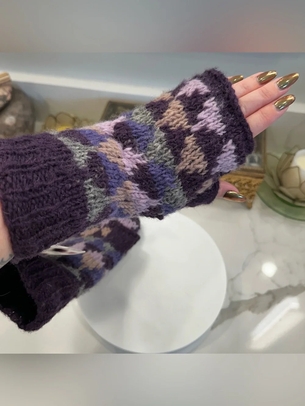 NWT Feelgoodz Wool Half-Mittens/Polar Fleece-Lined Handmade by Artisans in Nepal